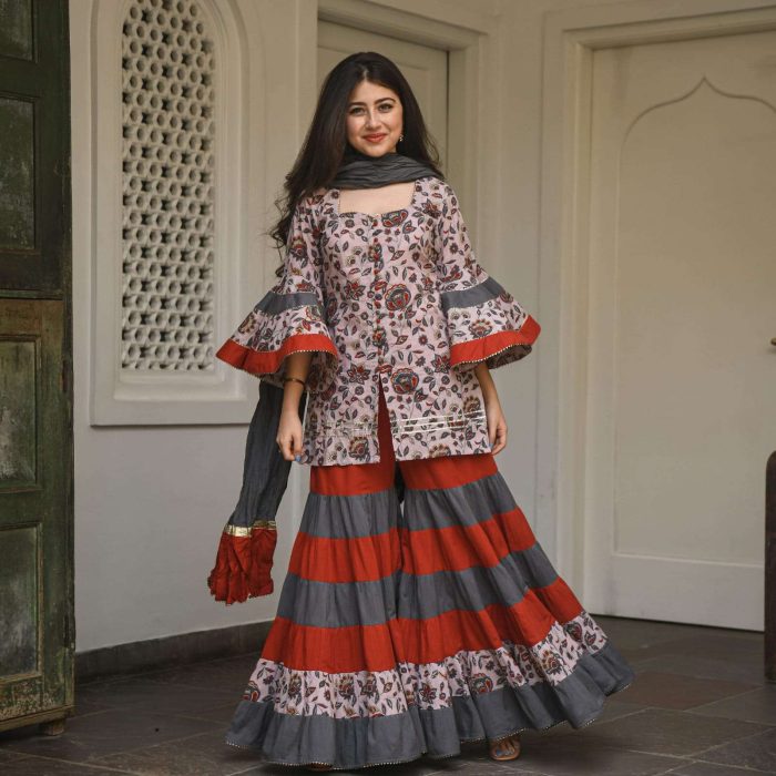 Cotton Gharara Set Code-145 - Image 2