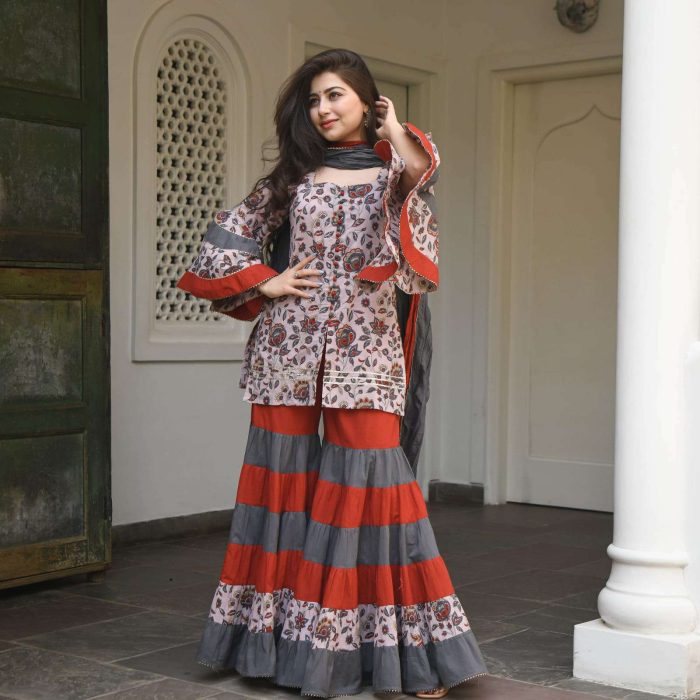 Cotton Gharara Set Code-145 - Image 1
